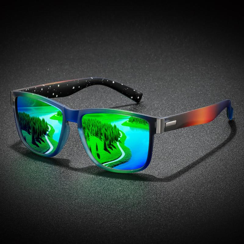 Unisex Square Fashion Glasses With Gradient Color Transition (Green To Pink) - Lightweight Durable Frame For Fashion Eyewear