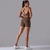 European and American seamless knitted solid color beautiful back high elastic tight yoga suit set running fitness suit two-piece set women