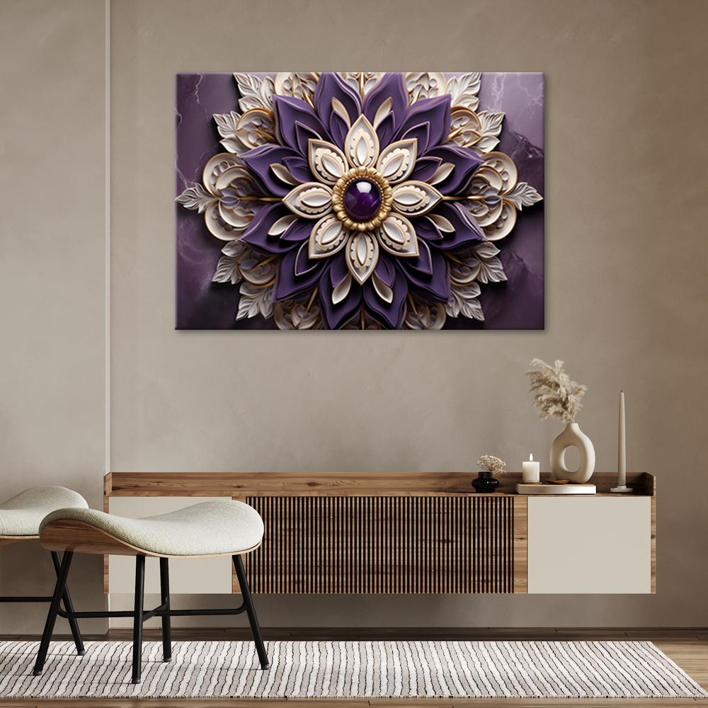 Canvas Print, AI - Flower Abstraction Diamond 3D