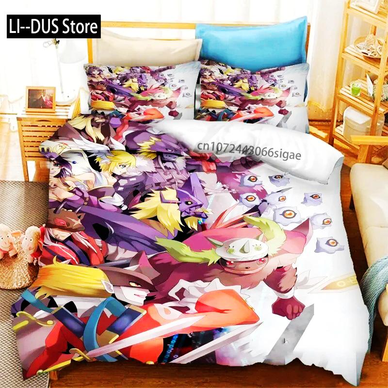 Comforter Anime Digimon Adventure Bedding Set Boys Girls Twin Queen Size Bed Boys Adult Fashion Home Textileextile