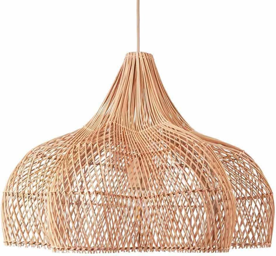

JOYINLED Minimalist Elegant Rattan Chandeliers Handmade Design Wicker Rattan Ceiling Lamp E27 for Bedroom Restaurant Cafe 60cm No bulb