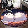 1pc Anime Design Round Carpet Cute Ghost Couple with Starry Sky Print, Office Chair Mat, Home Decor, Gift