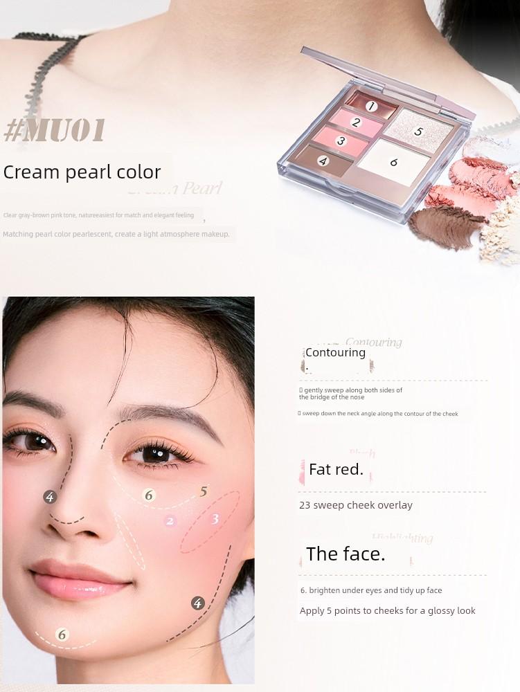 Eunarz Colorful Eyeshadow Highlighter Contouring Clear Blush Eyeshadow All-In-One Palette Low Saturation Facial Comprehensive Palette