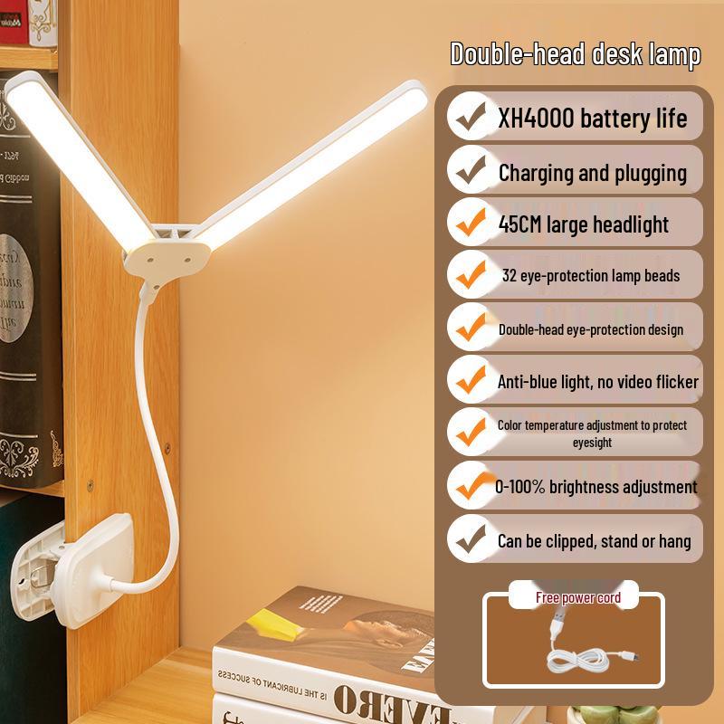 Rechargeable Clip-On & Stand LED Reading Lamp - Eye Protection, Bedside & Study Use