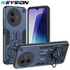 KEYSION Shockproof Armor Case for VIVO Y39 5G Soft Silicone+PC Metal Ring Stand Protection Phone Back Cover for VIVO Y39 5G