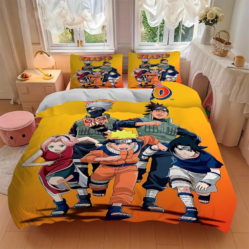 3pcs Naruto Design Quilt Cover Set - Soft and Cozy Bedroom, Guest Room and Dorm Decorative Bedding 3-Piece Set 1 Quilt Cover + 2 Pillow Shams.H06