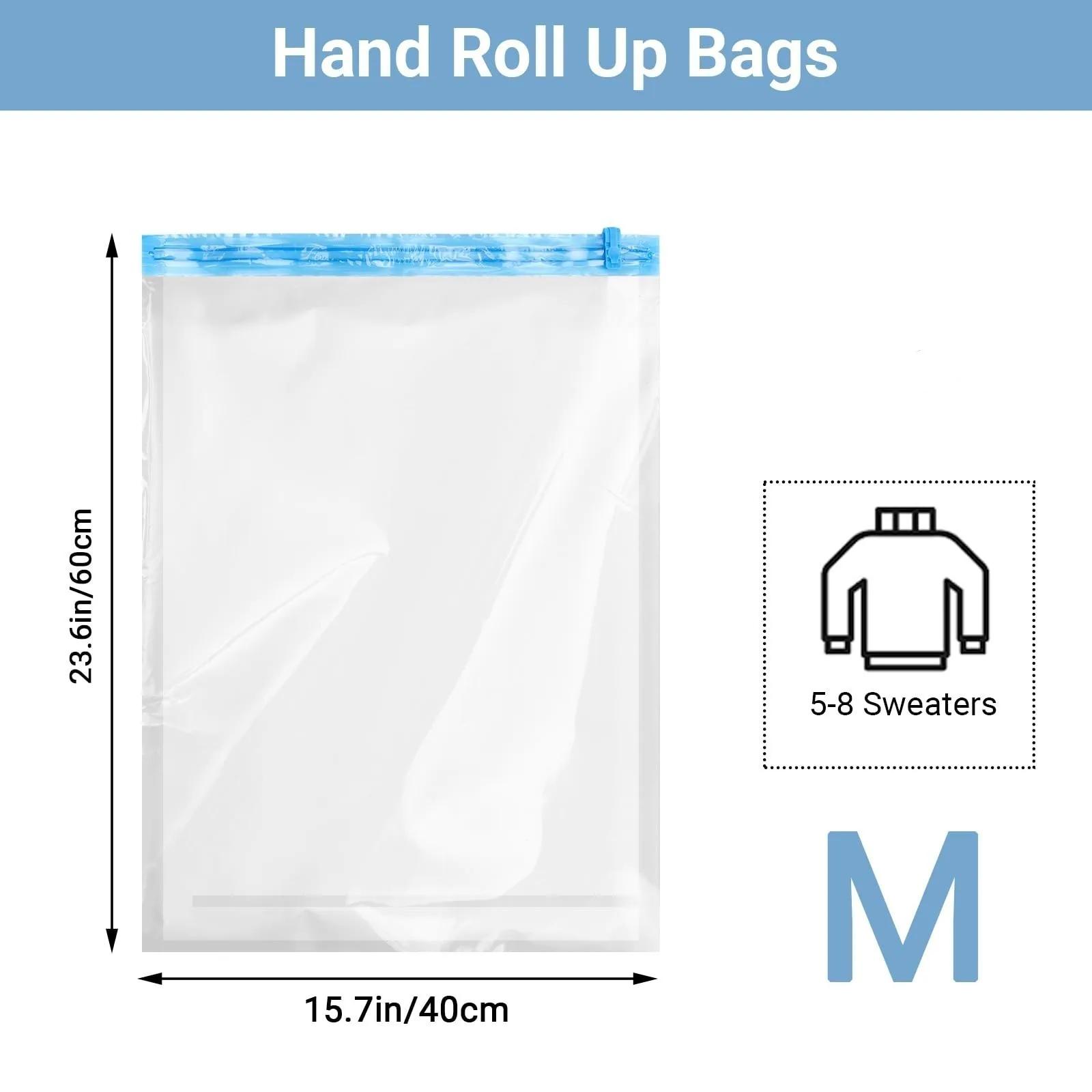 

15 Pack Vacuum Storage Bags Space Saver Vacuum Seal Bags for Clothing Compression for Travel Luggage Clothes with Hand Pump