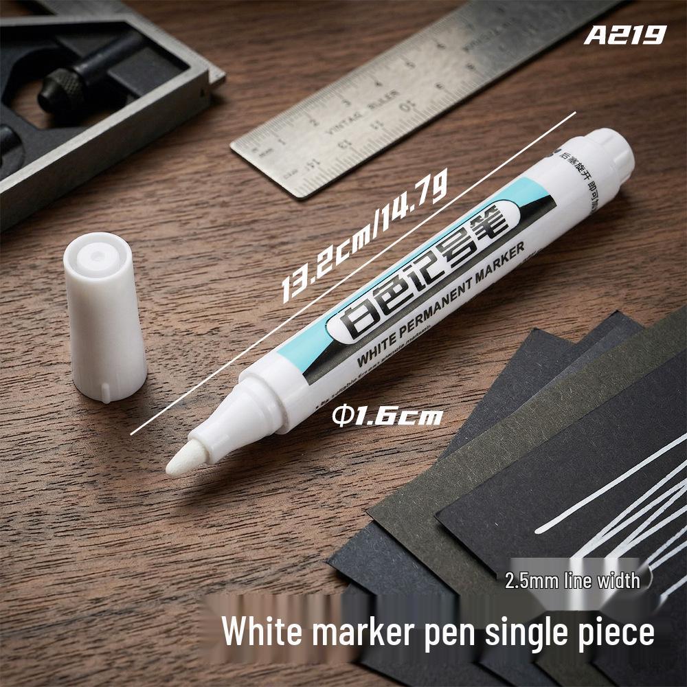 Yamak Waterproof Long-Tip White Marker Pen with Fine Tip for Deep Hole Marking