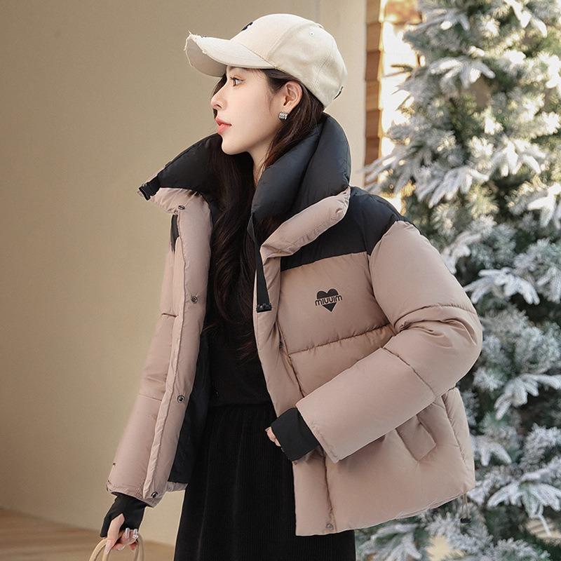 

Короткая куртка из хлопка с пухом, с коротким воротником-стойкой, новая утолщенная теплая куртка-пуховик, маленькая куртка на ватине. 2XL suggestion [150-170] catties хаки