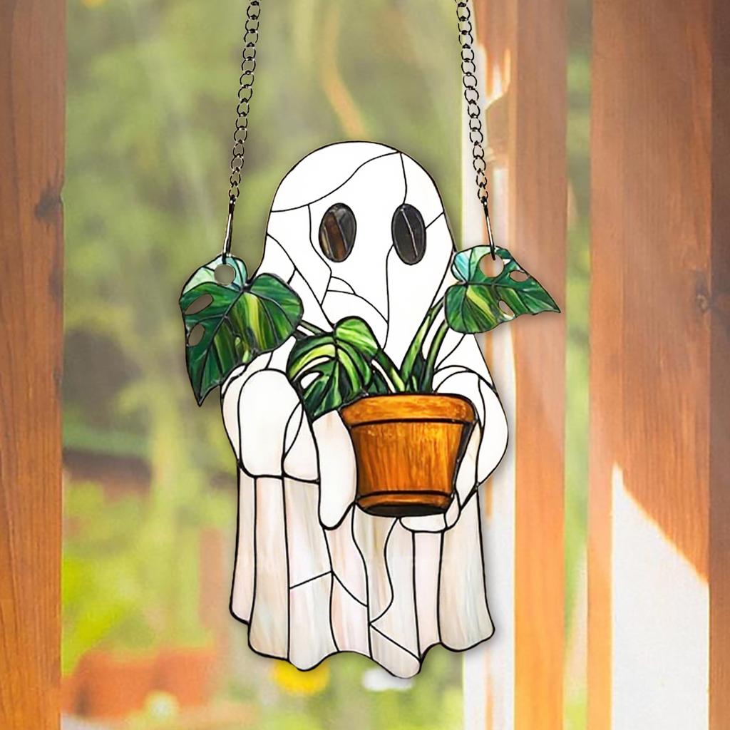 Gotický Duch Lapač Slunce Akrylová Závěsná Ozdoba na Okno Barevný Projektor Stínů Halloweenská Dekorace Strašidelného Domu Rekvizita Ideální Dárek