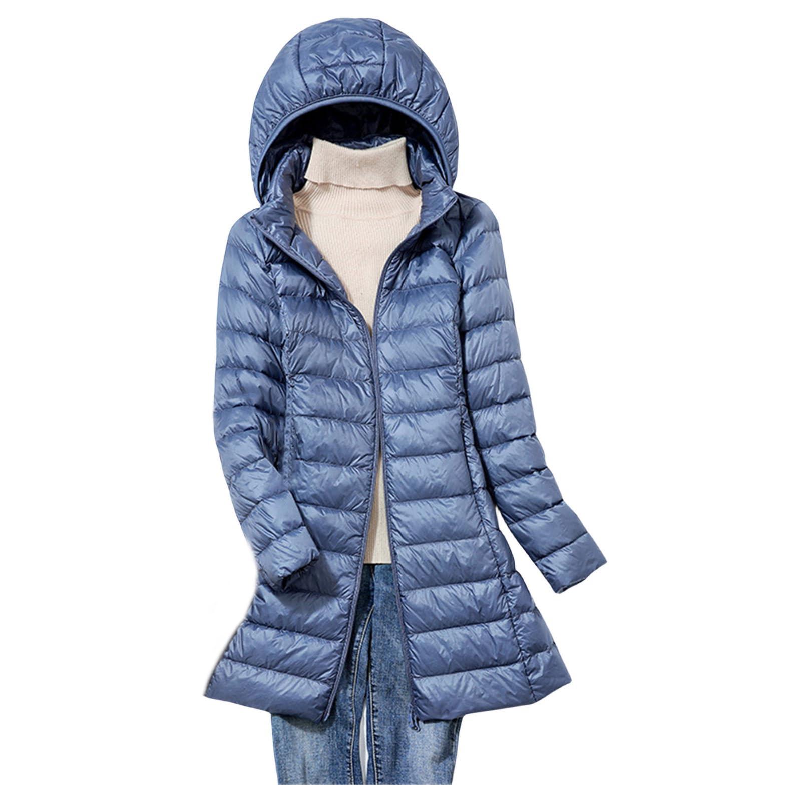 

Женская мода и зимняя тонкая пуховая куртка в длинной облегающей куртке с капюшоном XXXXXL синий