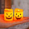 LED Electronic Candle Lights Halloween Pumpkin Face Flickering Flameless Candles Decorative Battery Operated Party Lighting Set