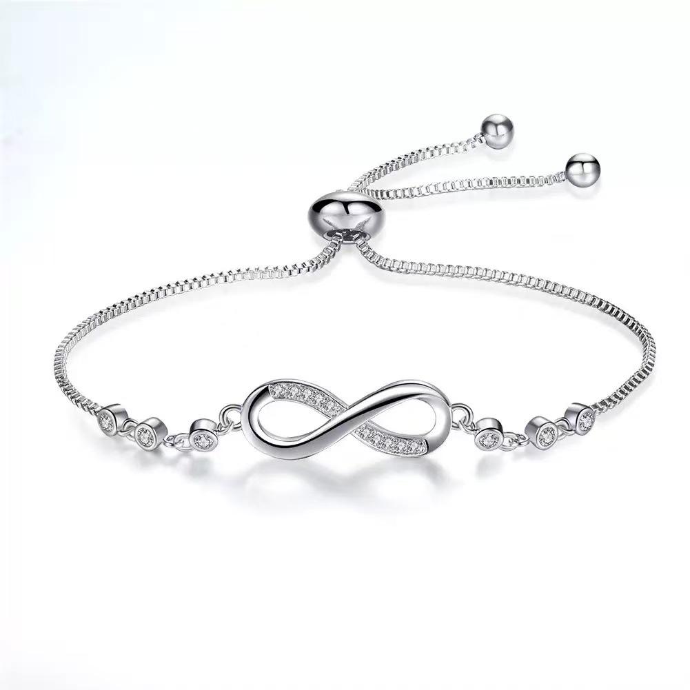 Women's Copper Adjust. Bracelet W/ Zircon Inlay – Fashionable 8-Shaped Luxury