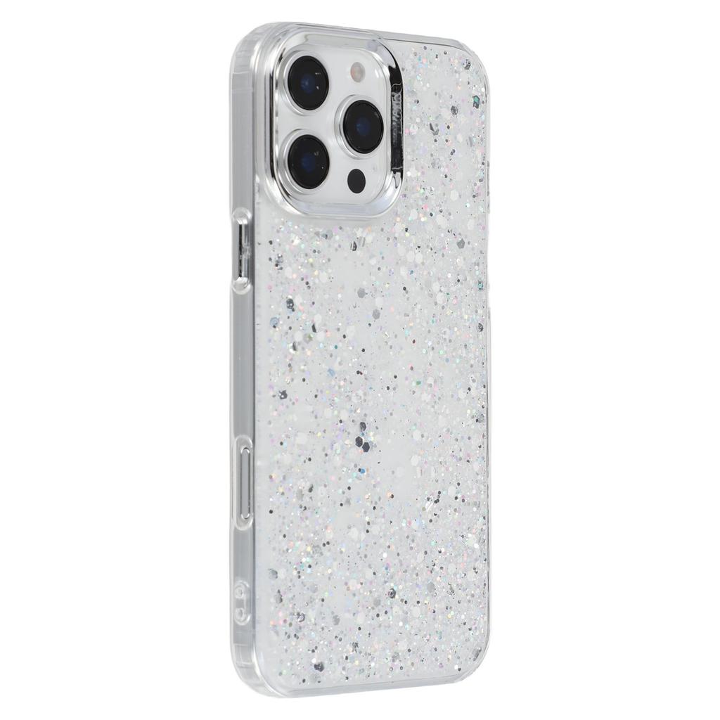 For iPhone 16 Pro Case Epoxy Design Electroplating Soft TPU Phone Back Cover Large Lens Cutout