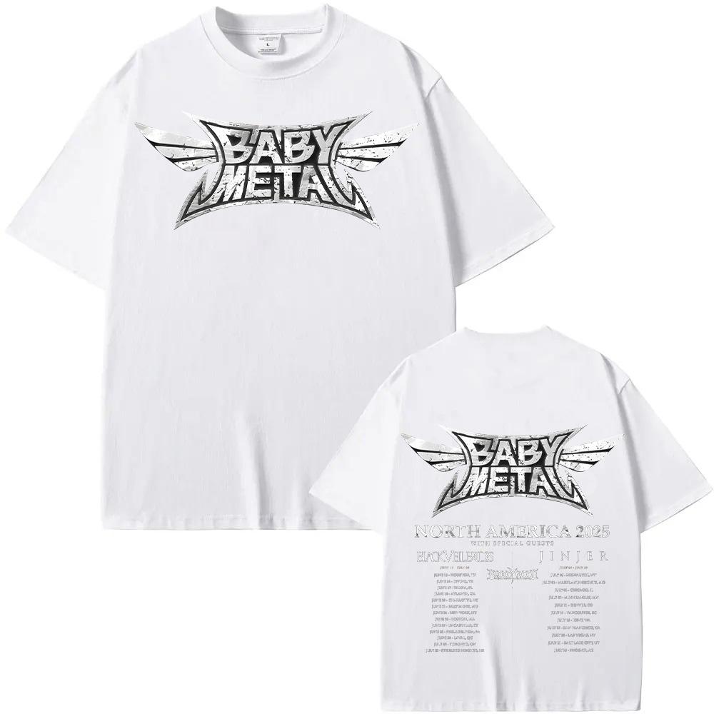 Babymetal Nord-Amerika Turné 2025 T-skjorter Vintage Babymetal Japan Metal Rock Band T-skjorter Herre Dame Ren Bomull T-skjorter Harajuku