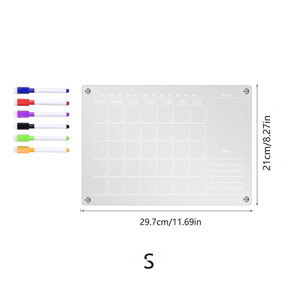 TYU049 3D Magnetic Acrylic Weekly Erasable Memo Board for Refrigerator