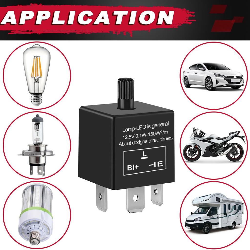 MKBKLLJY 2pcs Electronic LED Flasher Relay 3 Pin 12.8V 0.1W-150W c/m Motorcycle Turn Signal