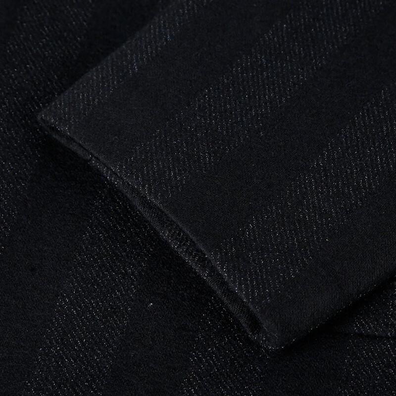 Caizi Men's Mid-Length Padded Wool Blend Coat with Vertical Stripes