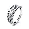 Adjustable Open Ring Men Women Vintage Bone Motif Geometric Design Copper Electroplated Statement Jewelry