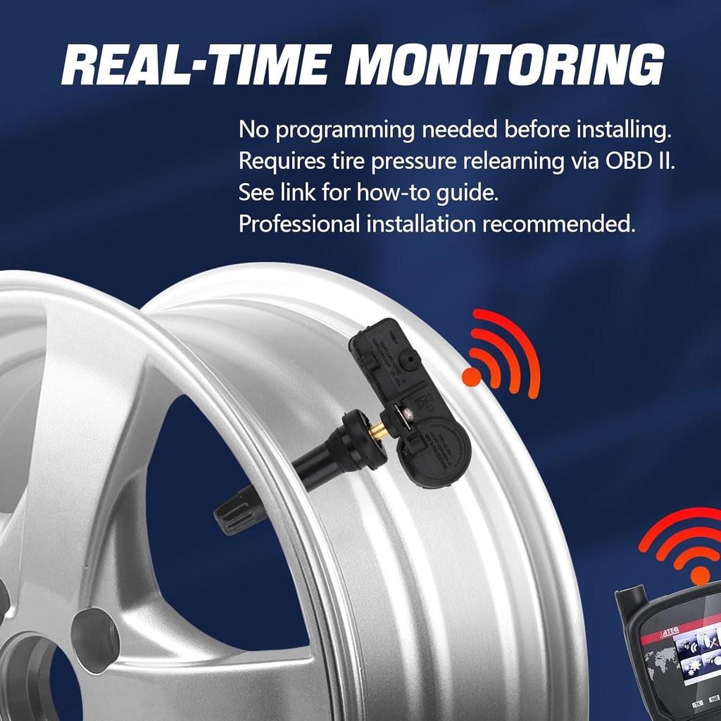 TPMS Sensor GM, 4 Pack 315MHz Tire Pressure Monitoring System Sensor Compatible For Chevy Silverado GMC Cadillac Buick, Replaces# 13586335 13581558