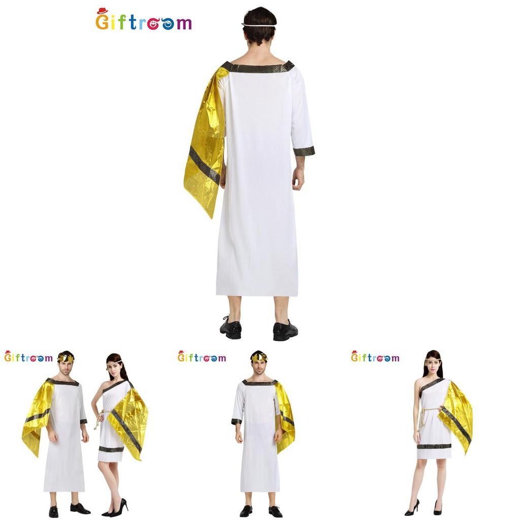 Elegant Halloween Costume Couple Outfit Egyptian Greek Gold Cloak For Stage Performances