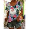 Womens V-Neck Short Sleeve T-Shirt With 3D Printed Striped Loose Fit Casual Chic Top 2025