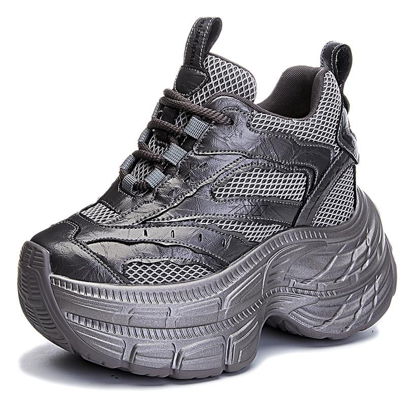 

Inner height increase 12 new breathable dad shoes thick-soled mesh small sports and leisure shoes A 34 серебряный