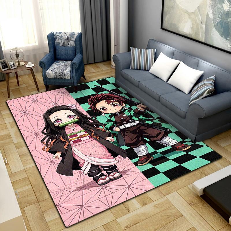 Tanjiro Kamado Nezuko Kamado Washable Non-Slip Rug Carpet Larget Floor Mat Bedroom Home Decor LXRa3