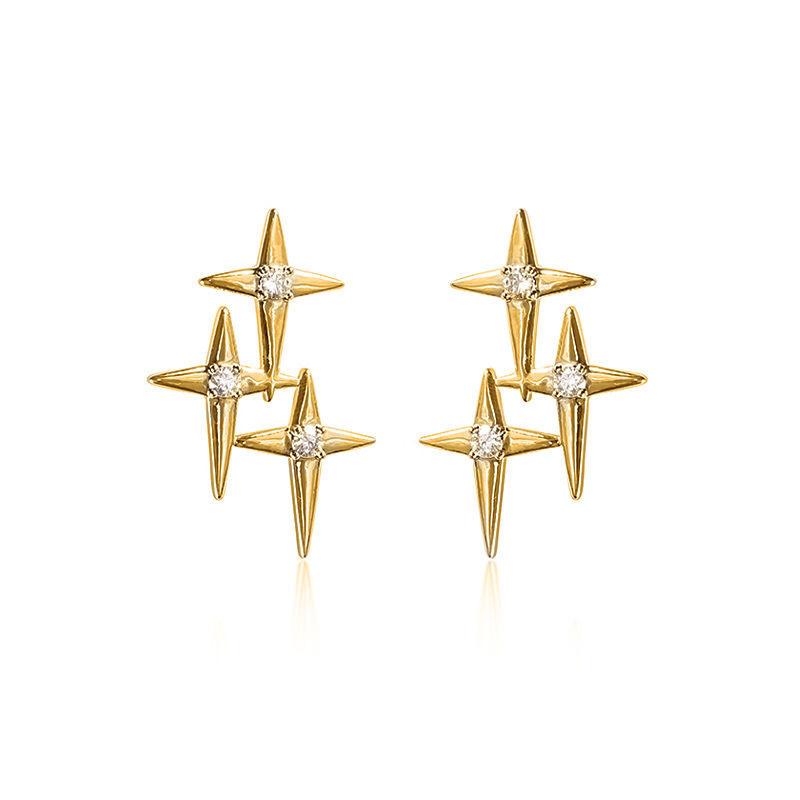

Fashion Temperament Four-pointed Star Zircon Stud Earrings Women s Earrings Niche Design Star Earrings