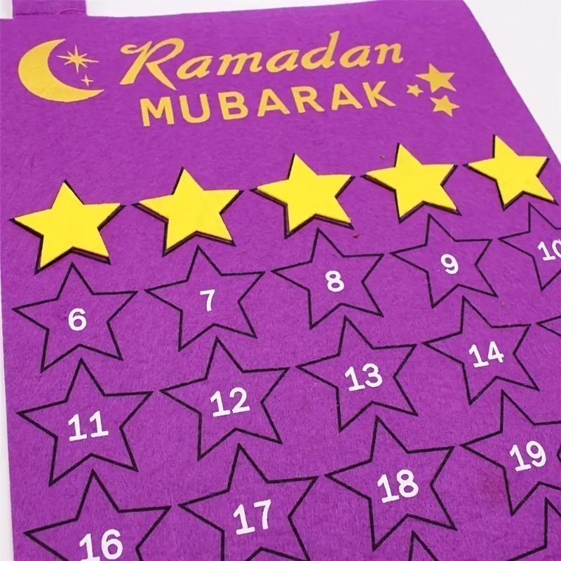 Ramadan Mubarak Countdown-Kalender Traditionelle Plüsch-Hängedekoration Islamische Muslimische Partyzubehör für Heimdekoration Eid-Feier
