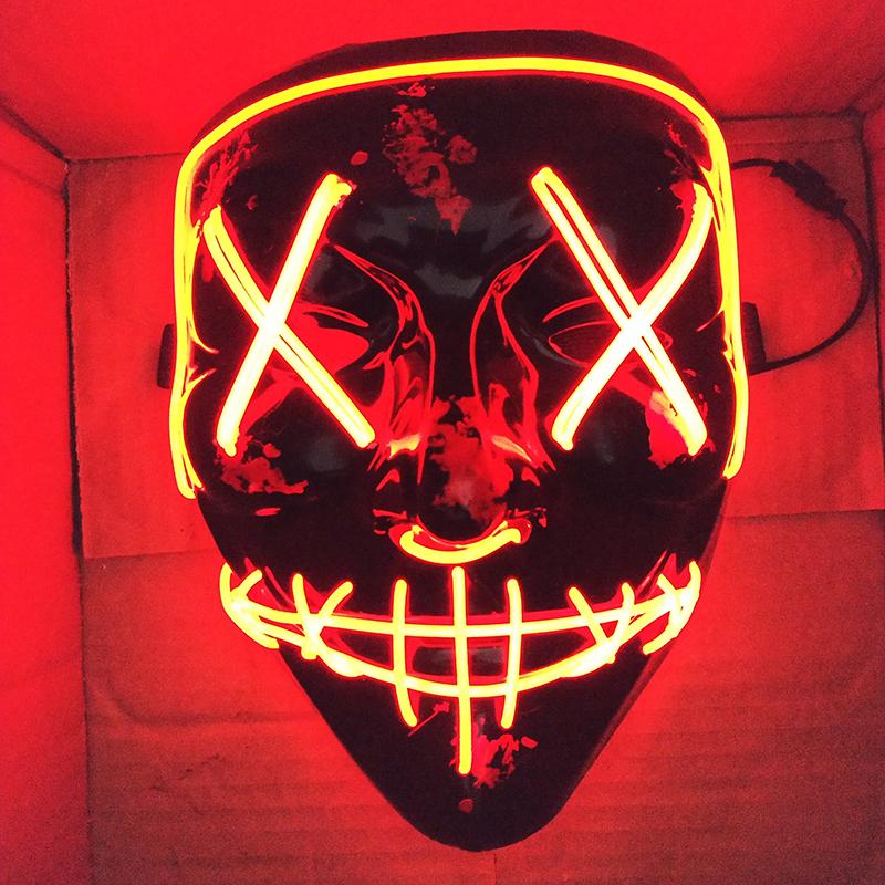 

Светодиодная светящаяся маска El Wire Light Up The Purge Movie Костюм Light Party красный