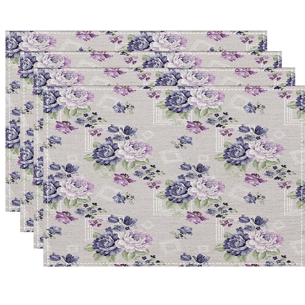 4/6/8PC Floral Placemats Washable Linen Farmhouse Table Mat for Party Holiday Kitchen Dining Table Decoration