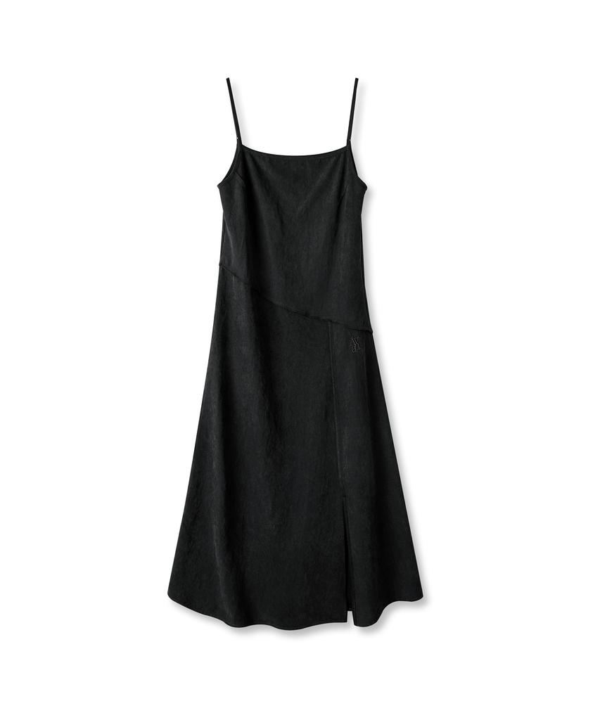 AVANDRESS Diagonal Line Sleeveless Dress Black