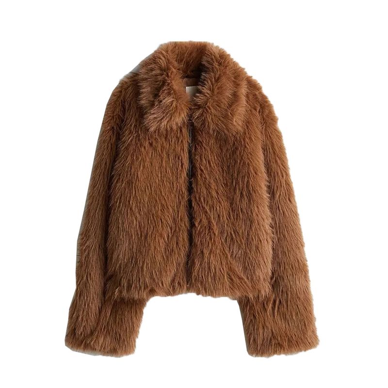 

Осень Новая Женская одежда Свободный стиль Свободный Искусственный мех Рождество Теплый Меховой Лацкан Верхняя одежда 1252029 Brown L