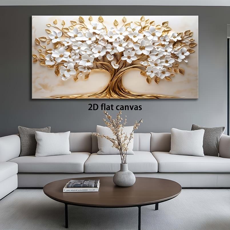 

Flat Tree of Life Canvas Wall Art Modern Painting Frameless Picture Living Room Bedroom Office Home Decor High-quality Canvas 20x40cm No Framed