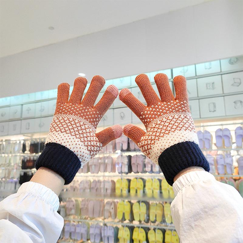 Strickhandschuhe für Damen und Herren zum Radfahren im Winter im Freien, doppellagig, warm und kältebeständig, mit dicken Samthandschuhen aus Touchscreen-Garn