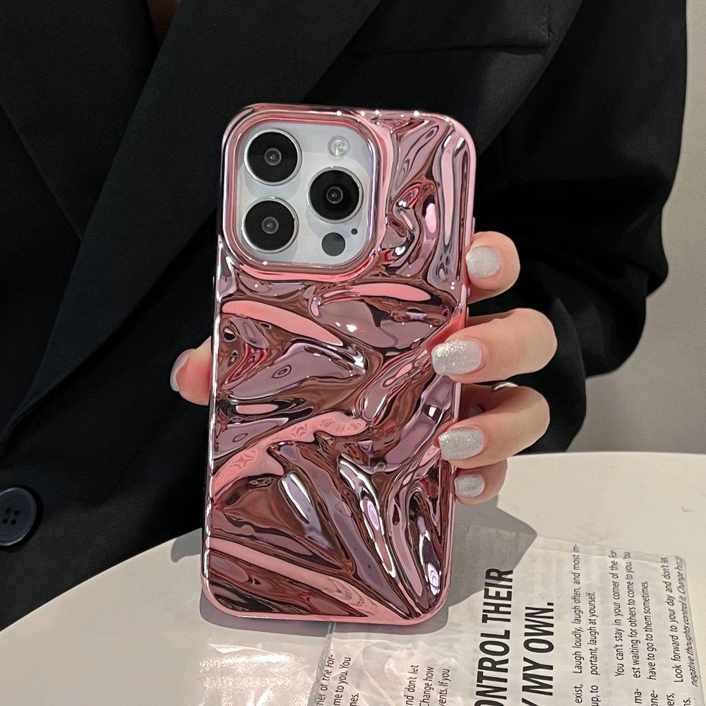 For IPhone 16 Pro Max Chromed TPU Case,Wave Series Plating Gliter Bling Chromed TPU Case for IPhone 15 14 13 12 Pro Max