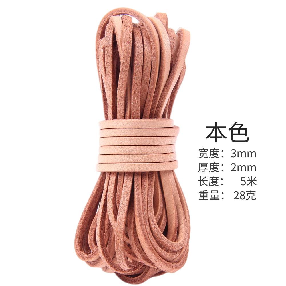 Diy Rope 2Mm Thick 3Mm Wide Rope Braided Rope Leather Strip Rope Vegetable Tanned Leather Flat Leather Rope Cowhide 5 Meters A Piece