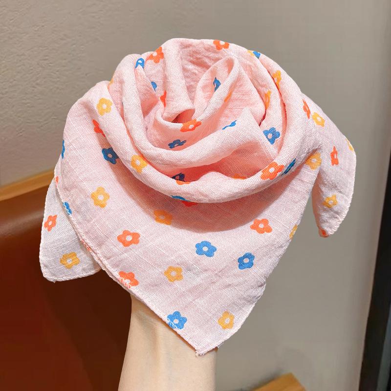 Baby Boys Girls Cartoon Printed Scarf Autumn Winter Soft Square Shawl Cute Infant Breathable Neck Wrap Keep Warm Scarf
