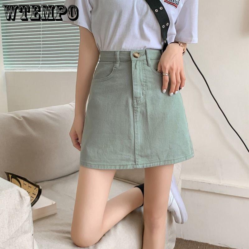 Summer Korean Version Ins Retro High Waist Skinny Denim Half Skirt Female Students Versatile Casual Package Hip A Line Short Skirt