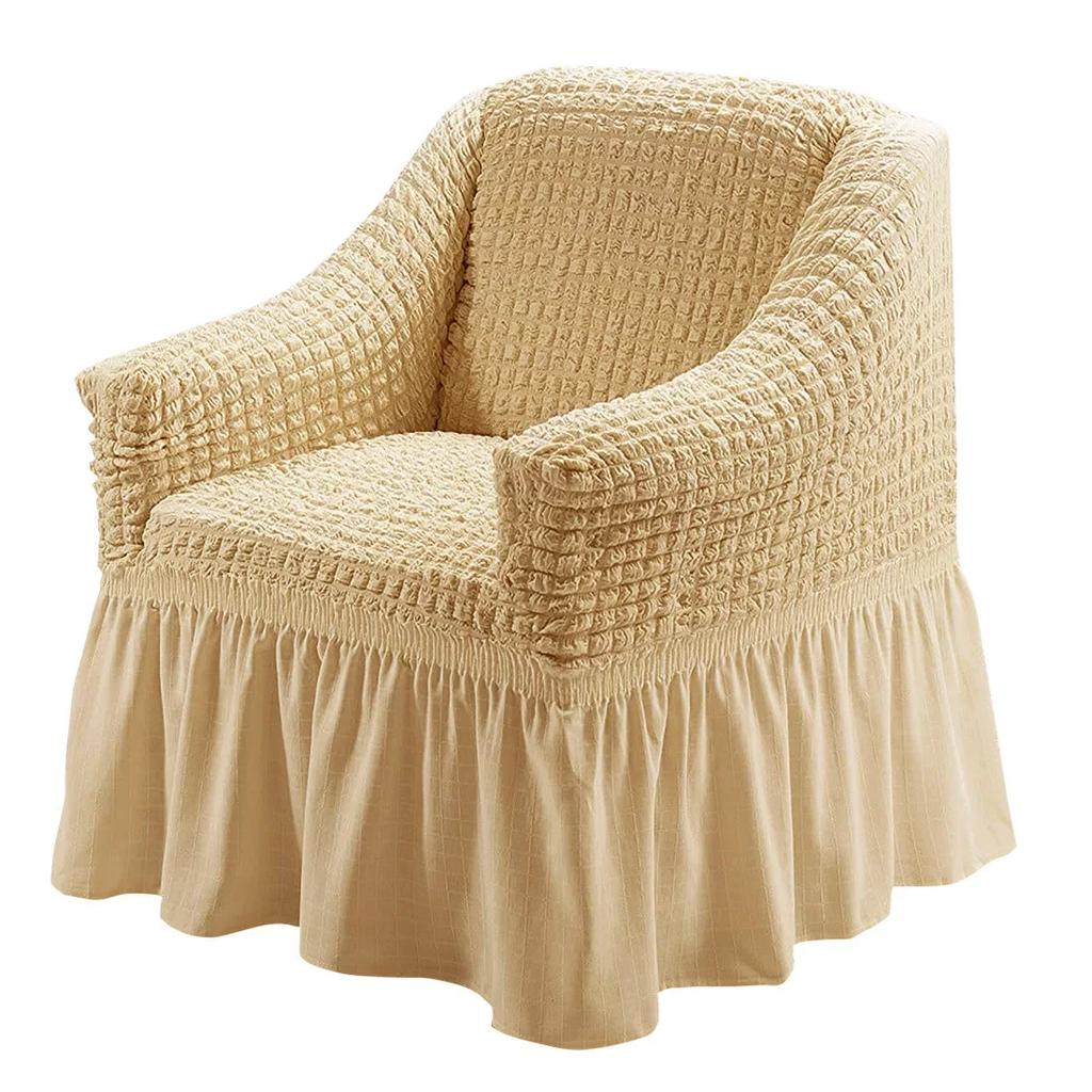 Einsitzer-Sofa Seater Seersucker Überwurf mit Rock Universeller Stretch-Sofa-Couch-Überwurf Leicht passender Möbelschutz