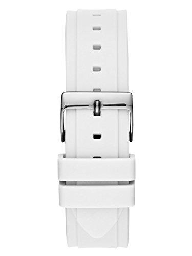 GUESS Women's Stainless Steel + Stain-Resistant Silicone Watch with Day + Date Functions (White/Silver/Rose Gold)