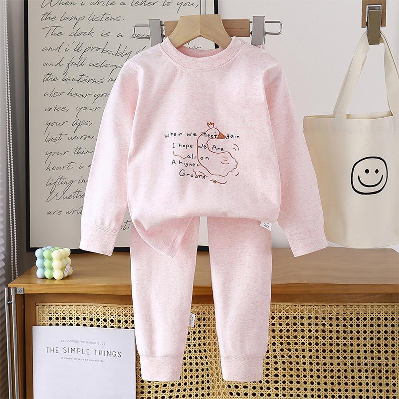 Autumn/Winter Kids' Cotton Long Underwear Set - Cute and Cozy Homewear