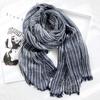 New 190*80cm Artistic Style Striped Cotton Linen Scarf Shawl Men's and Women's Same Style Mori Foulard En Mousseline Scarves