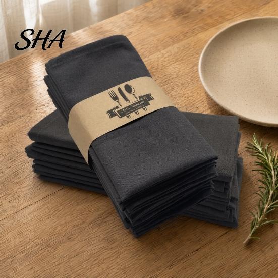 Farmhouse Style Napkins Rustic Linen Napkin, 16 Inch Cloth Solid Color Stitched Machine Washable Napkin for Dining Table Wedding Bridal Shower