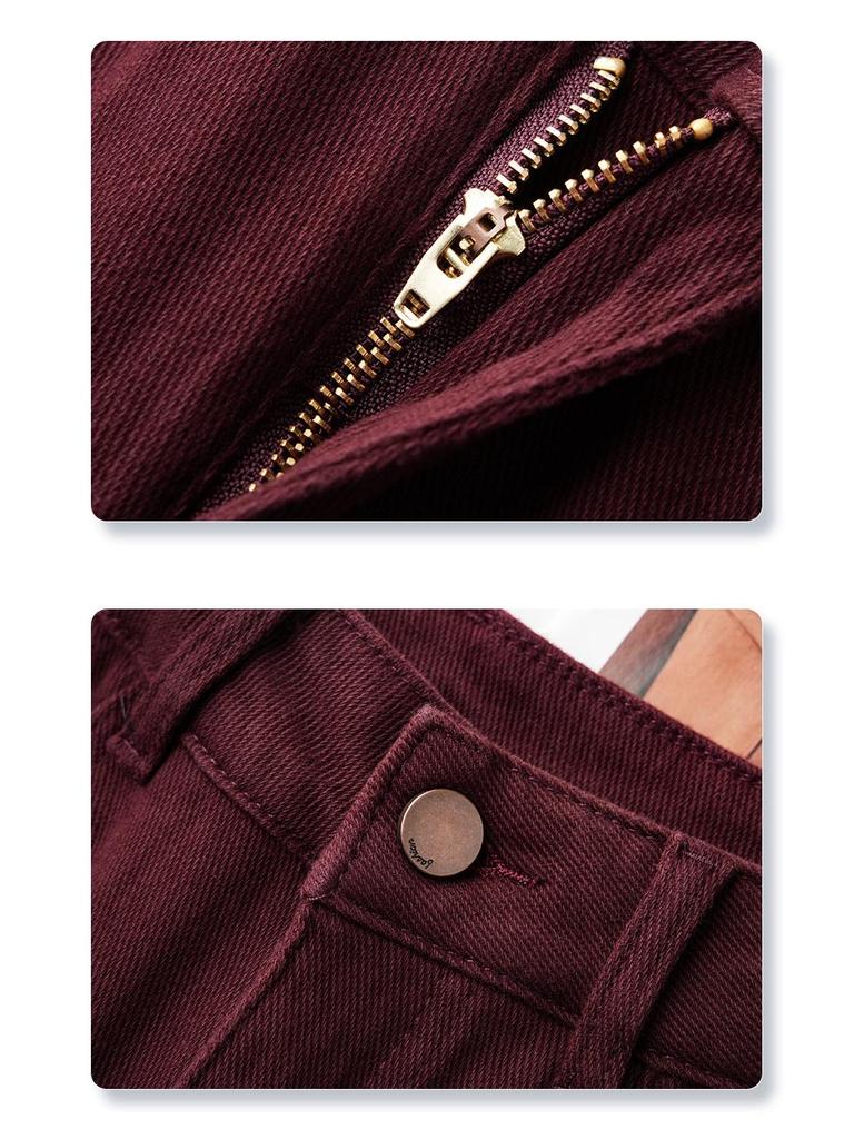 Ancola Women's Retro Red High-Waist Loose Straight-Leg Jeans, Autumn/Winter 2024 Collection