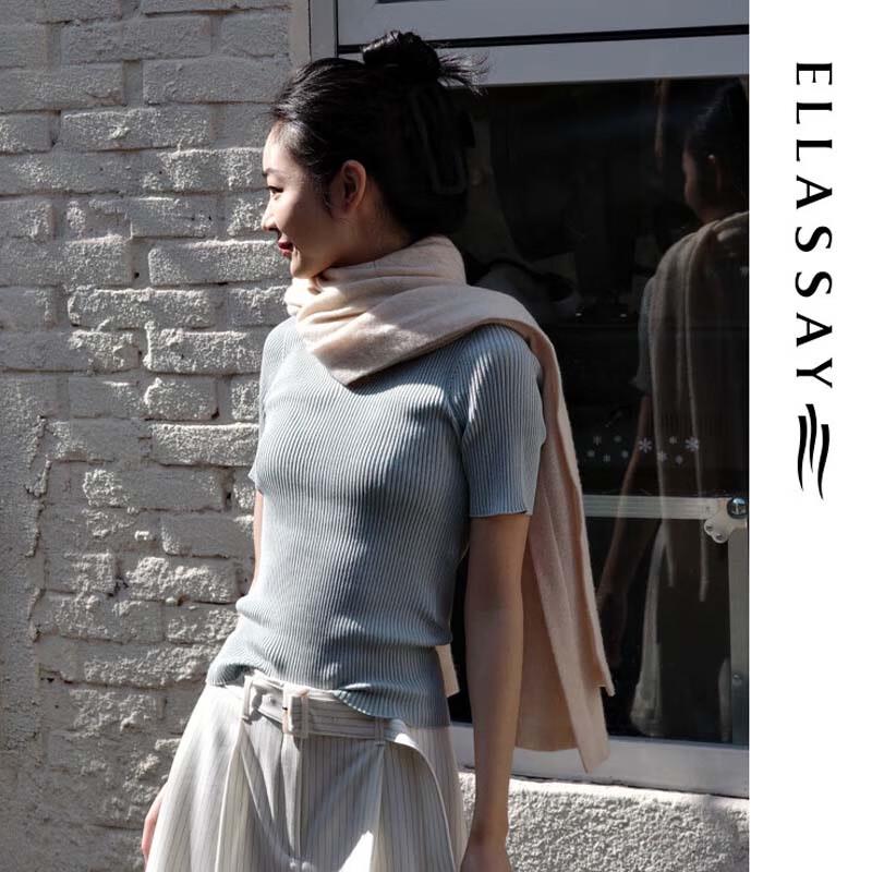 ELLASSAY Elegant Ribbed Slim Knit Top for Women