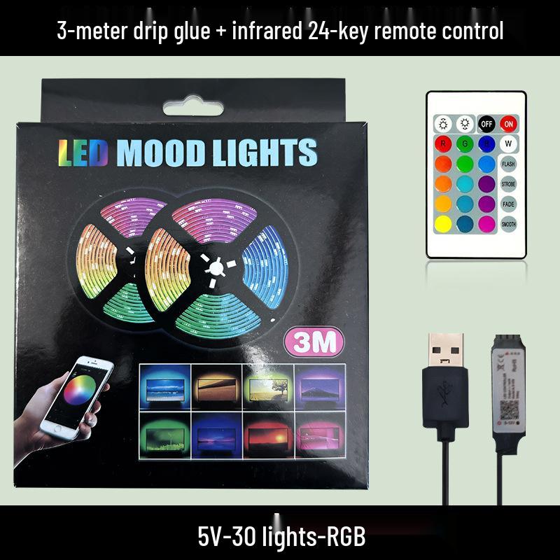 Cross-Border 5V 5050 RGB LED Strip Light Kit, Seven-Color USB Bluetooth TV Backdrop & Ambient Decoration