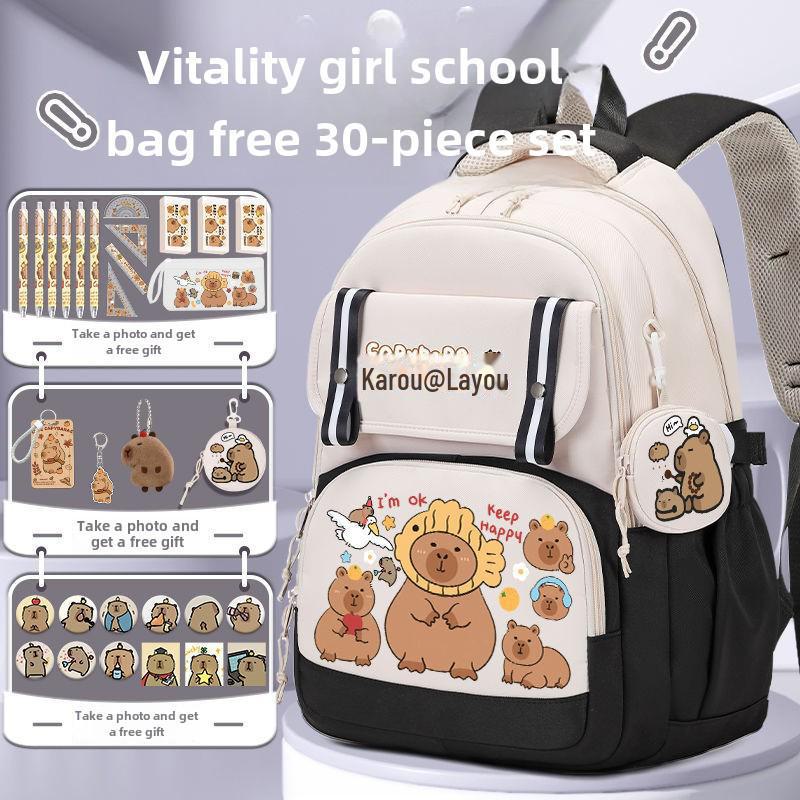 2024 Capybara Girls' Backpack: Stylish, Spacious & Perfect for Grades 1-6