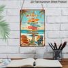 2D Flat Vintage Surfboard Aluminium Metal Sign with Inspirational Beach Quotes - Retro Coastal Wall Art Decor for, Cafe, Bar, Beach House - 8x12 Inch